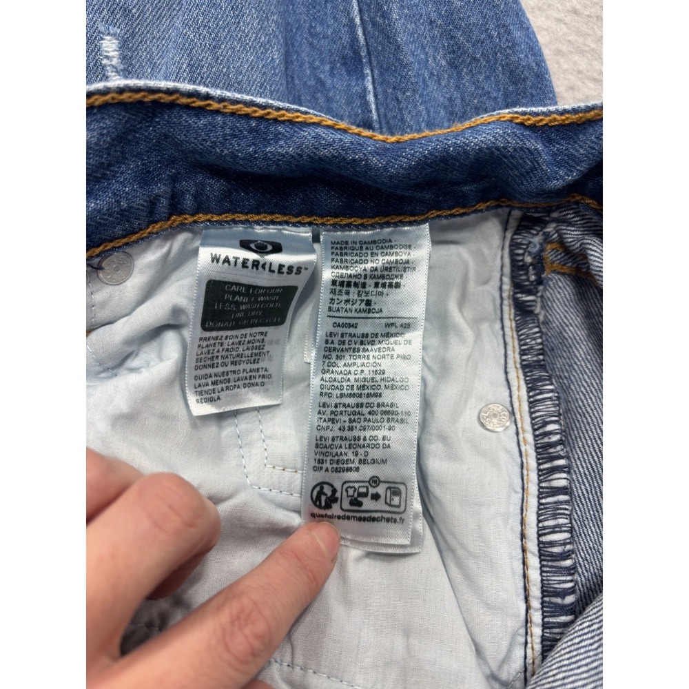 Levi's Low Pro Straight Leg Jeans Women's Size 25 Blue Distressed Ripped - Picture 10 of 16